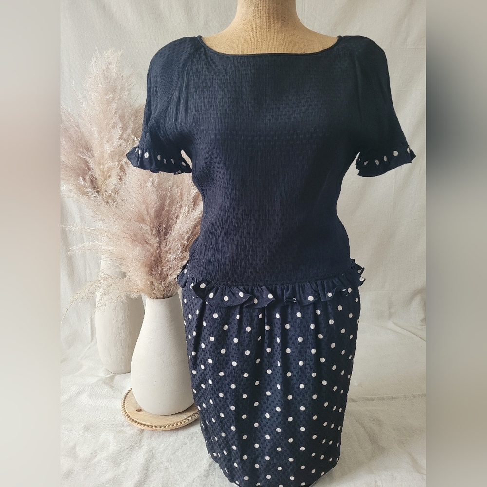 Vintage Polka Dot Drop waist dress